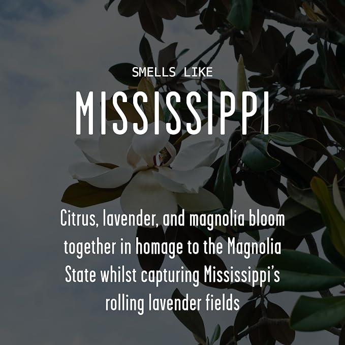 Mississippi Gifts, Mississippi Decor for Home - 'There's No Place Like Mississippi Candle, w/Citrus, Lavender & Magnolia I Mississippi Souvenirs I Mississippi State Gifts I 9oz Jar 50Hr Burn, USA Made
