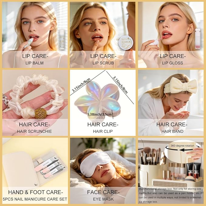 23 Pcs Bath & Body Gift Basket, Face Skin Care Kit, Spa Gift Set, Home Spa | VANILLA & YLANG YLANG Spa Gift Basket for Women, Lip Self-Care Relaxation Gift, Birthday, Christmas, Valentines, Anniversary