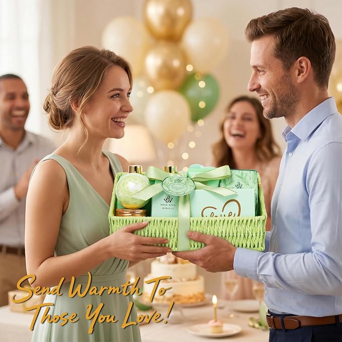 Gifts for Women & Men, 32 Pcs Tea Tree Spa Gift Basket for Women & Men, Fathers Day Gifts for Dad, Hydrating Face Skin Care Kit, Bath & Body Gift Basket Set, Self-Care Gift Set, Birthday, Anniversary