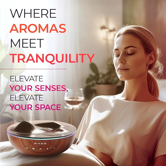 Aromatherapy Essential Oil Diffuser for Large Room with Essential Oils Kit, 500ml Ultrasonic Quiet Cool Mist Aroma Humidifier for Home, 8 Relaxing Sounds, White Noise, Timer, Waterless Auto-Off Safety