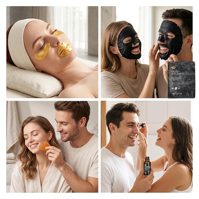 Gifts for Women & Men, Charcoal 32 Pcs Bath & Body Gift Basket for Women & Men, Hydrating Face Skin Care Set, Self-Care Relaxation Basket Gifts, Bath Bomb, Birthday, Christmas, Anniversary, Dad, Mom