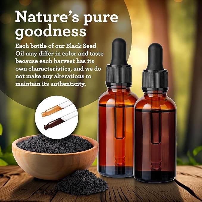 GuruNanda Black Seed Oil, Cold-Pressed Nigella Sativa - Rich in Vitamin D3 5000 Units, K2 & E, High Thymoquinone | Potent Antioxidant for Immune Support, Non-GMO, 2 Fl.oz (Pack of 3)