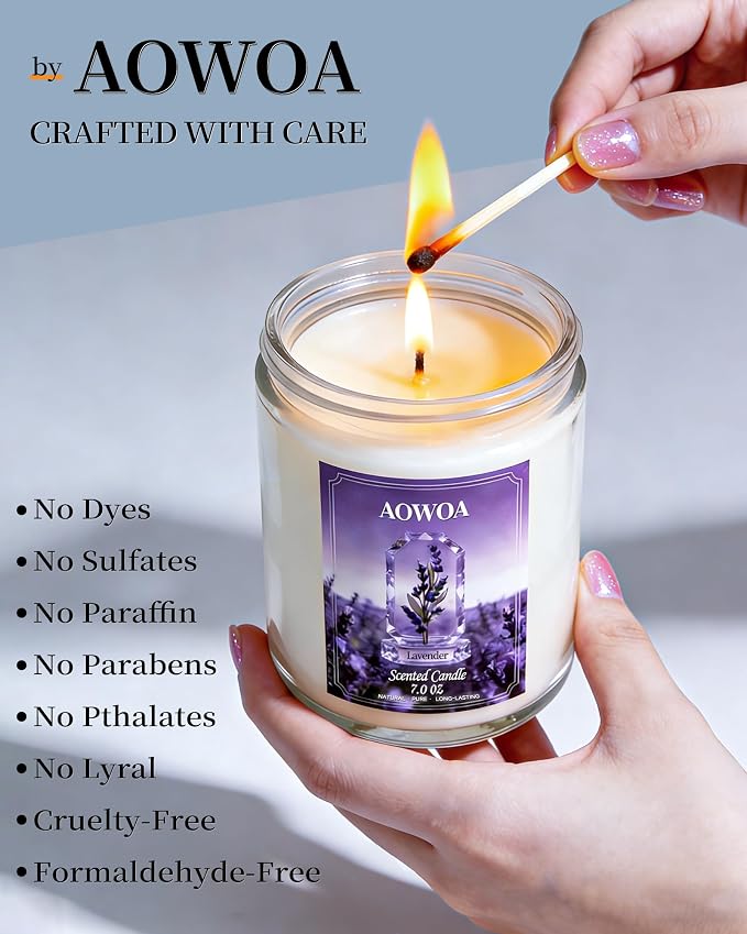 Lavender Scented Candles for Women -Aromatherapy Candle, Natural Soy Candles for Home Scented 7oz, Long Lasting Non-Toxic Clean Burning, Mom Birthday Candles Valentines Day Gifts