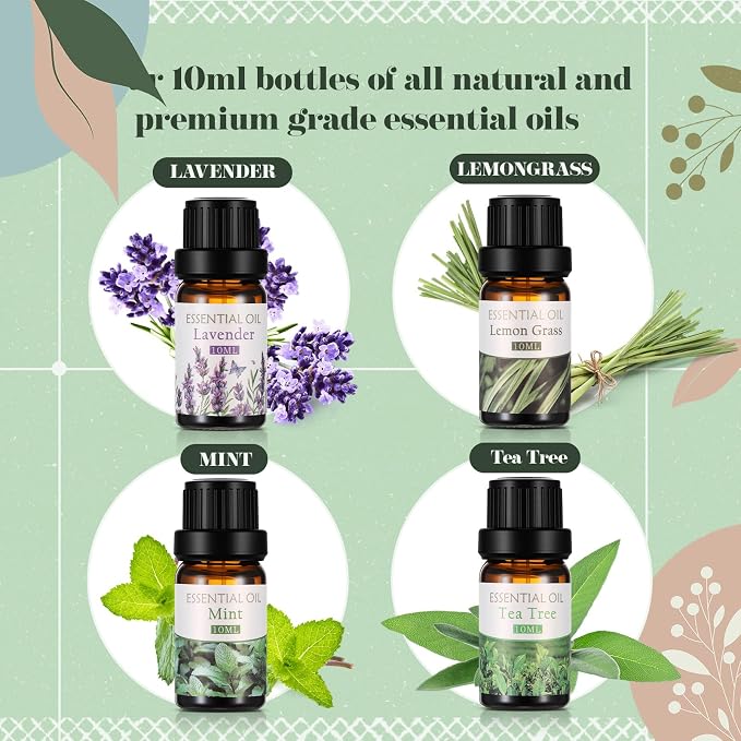 Liliaafar Aromatherapy Essential Oil Diffuser Bracelet with 8 Pcs Refill Pads and 4 Tea Tree Lavender Lemongrass Peppermint for Teacher Employee Women Ister Wife Birthday Favor Gifts