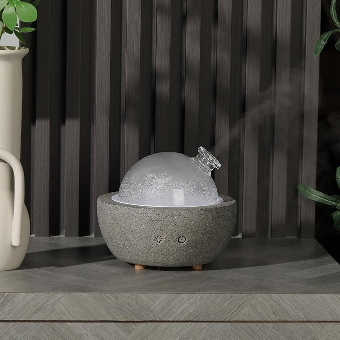 Essential Oil Aromatherapy Diffuser for Home Bedroom Large Room Glass Stone Ultrasonic Air Scent Mist Aroma Diffuser 200ML Defusers—Dark Gray