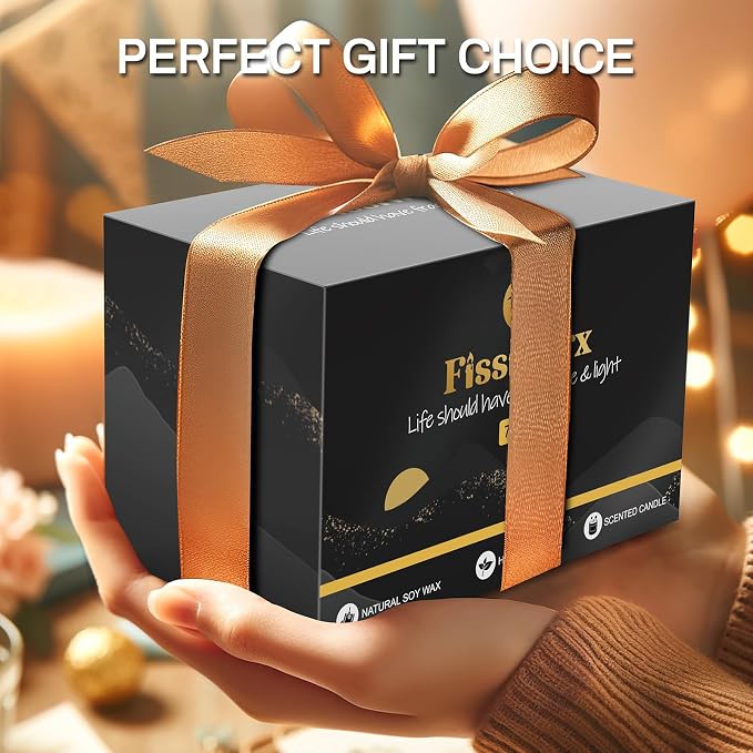 Fissiworx Vanilla Scented Candle Set 2 Pack, Candle for Home Scented, Odor Eliminating, Stress Relief, 15oz, 110 Hours Long Lasting Candles, Soy Candle Gift Set for Women