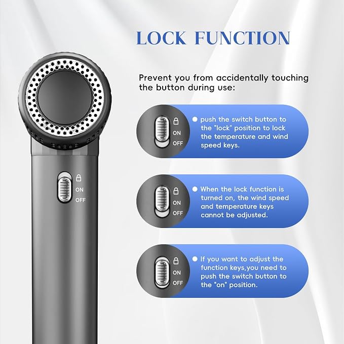 Natrial Ionic Professional Hair Dryer with Diffuser for Curly Hair,1600W&110000RPM High Speed Blow Dryer for Women,Fast Drying,Lock Function,Low Noise,Lightweight for Home Travel Salon,Mid Gray