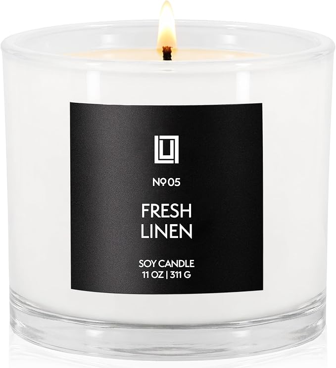 Lulu Candles | Fresh Linen | Luxury Scented Soy Jar Candle | Hand Poured in The USA | Highly Scented & Long Lasting | 11 Oz.