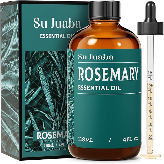 SU JUABA 4 Fl Oz Rosemary Essential Oil, Aromatherapy Oil for Hair Growth, Skin, Nourish Scalp - 118ML