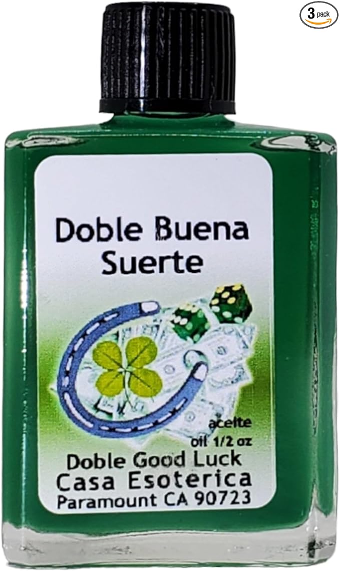 Double Good Luck Oil (Doble Buena Suerte Aceite) Double Good Luck Oil- Increase Fortune - Attract Positive Energy & Abundance-0.5 FL OZ (3 Pack)