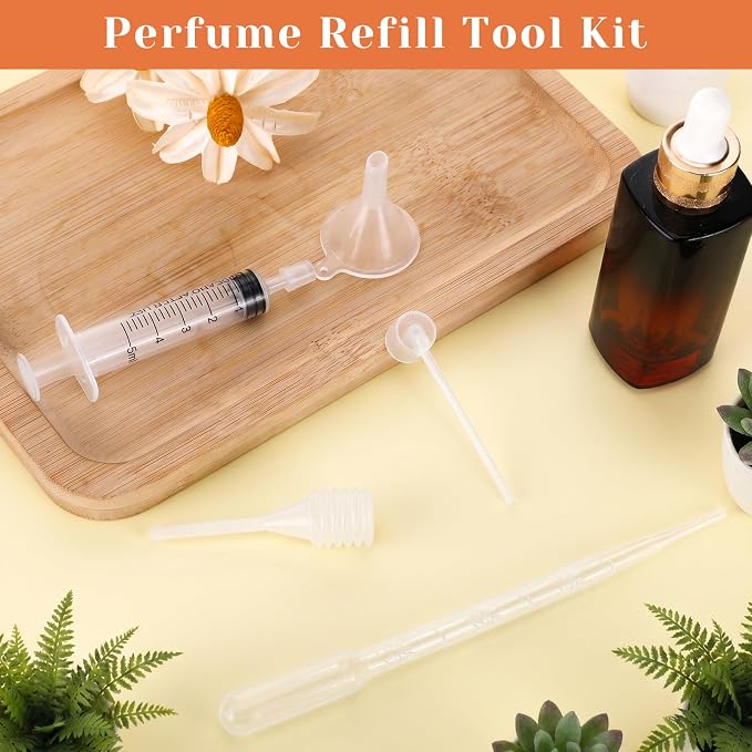 50Pcs Perfume Extractor Tool, DIY Perfume Making Kit for Adults, Cosmetic Liquid Dispenser Transfer Pump Syringe Extractor Funnels Droppers Pipettes for Travel Atomizer Essential Oil Bottle Filler