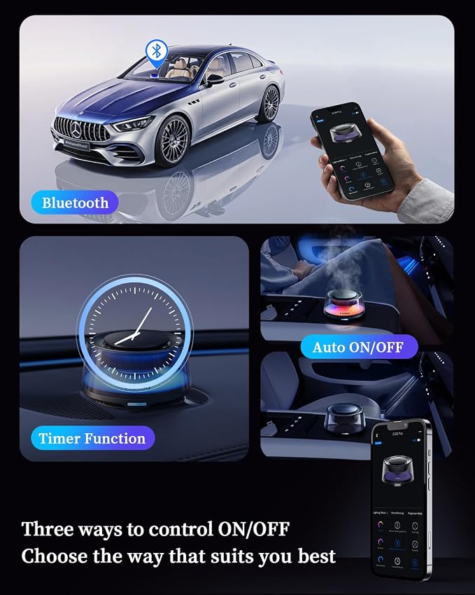 TORRAS Smart Car Air Fresheners Diffuser, The First App Control Car Freshener, Solar & USB-C Charging, Auto ON/Off, Cherry Blossom & White Musk, Lasts Up to 200 Days, CF20 Pro Fragrance Diffuser
