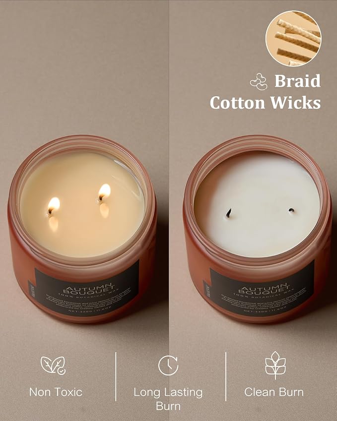 M&SENSE Orchid Jasmine Scented Valentine Candles, 70 Hours Burn Time 2 Wicks Large 11.6oz Natural Soy Wax Clean Non Toxic Candle for Holiday Birthday Gifts