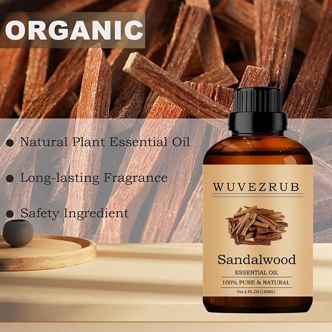 Sandalwood Essential Oils, 120ML Pure and Natural Essential Oil for Aromatherapy Diffuser - Sandalwood /4 Fl Oz