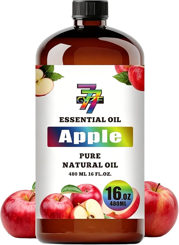 Apple Essential Oil, Apple Oils, for Diffuser, Humidifier, DIY Candles, Soap, Kitchen, Home, Gift, Essential Oil, GV77ZF Apple Fragrance Oil - 16 fl oz (480 ml)