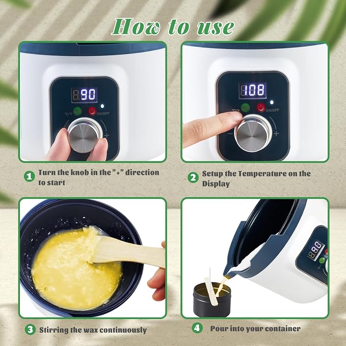 Handnatur Beeswax Candle Making Kit for Adult, 4lb Wax for Candle Making, Including Organic Beeswax with Digital Wax Melter, Cotton Wick, Wick Stickers