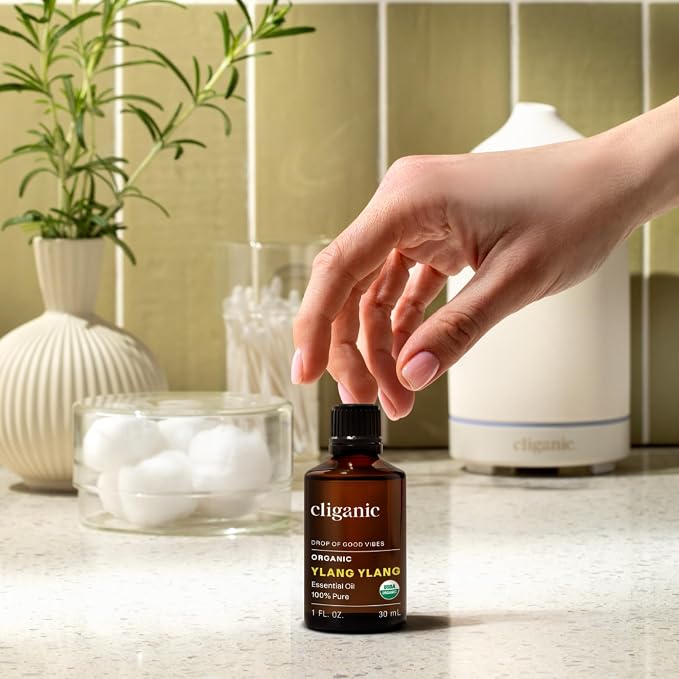 Cliganic Organic Ylang Ylang Essential Oil, 100% Pure Natural for Aromatherapy | Non-GMO Verified