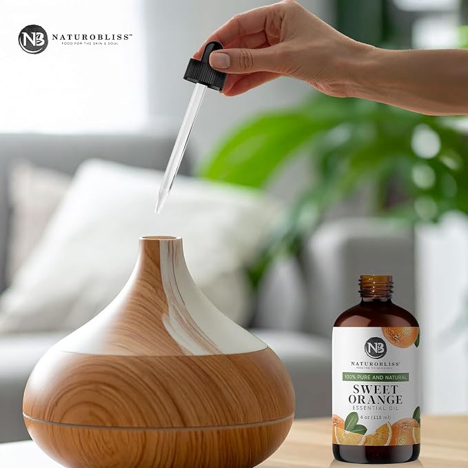 NaturoBliss 100% Pure & Natural Sweet Orange Essential Oil Therapeutic Grade Premium Quality Oil with Glass Dropper - Huge 4 fl. Oz - Perfect for Aromatherapy and Relaxation