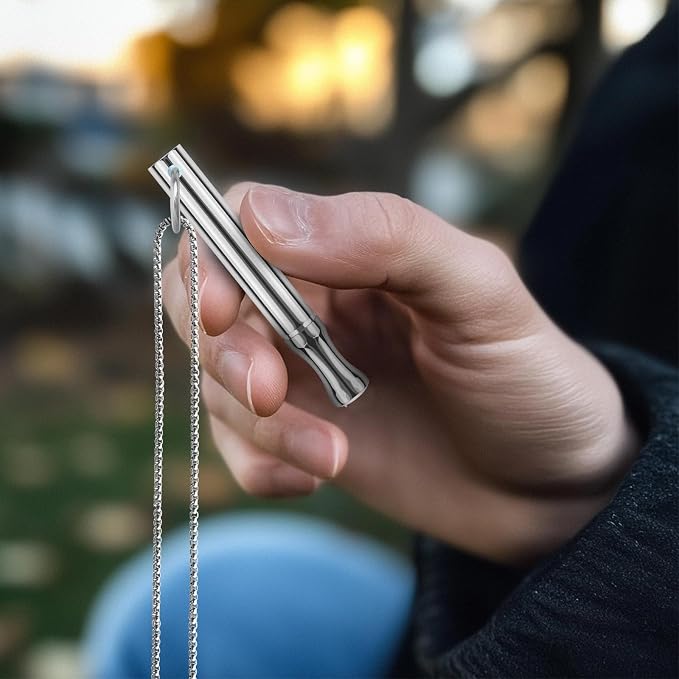 LAMKHOO Breathing Necklace to Quit Smoking and Vaping - Refillable Essential Oil Diffuser, Fidget Necklace for Anxiety Relief, Smokeless Inhaler with 4 Cotton Pods
