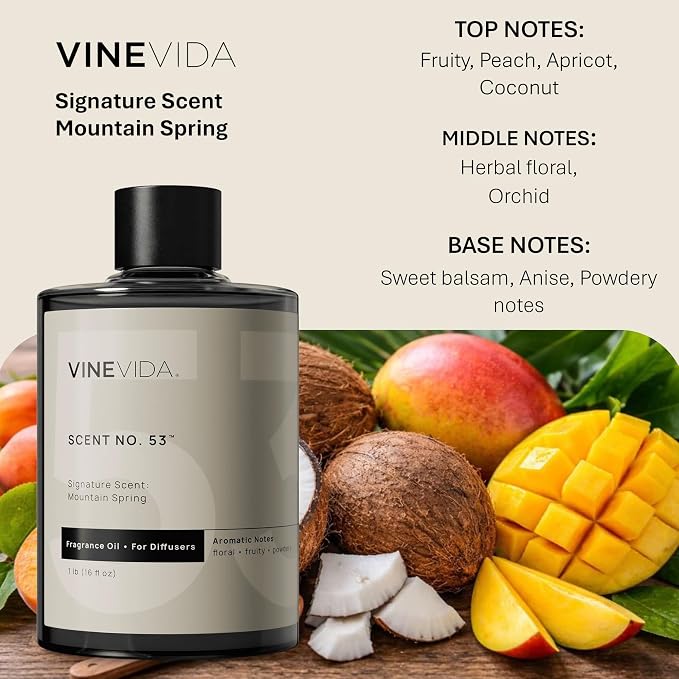 VINEVIDA [16 Fl Oz] Mountain Spring Fragrance Oil for Cold Air Diffusers, Essential Oils for Diffuser Oil Refill & Air Freshener Room Spray