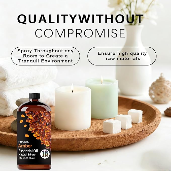 Amber Essential Oil, Amber Oil 16 Fl Oz 480ML for Diffuser Humidifier Yoga Cleaning DIY Candle Soap Making Essential Oils