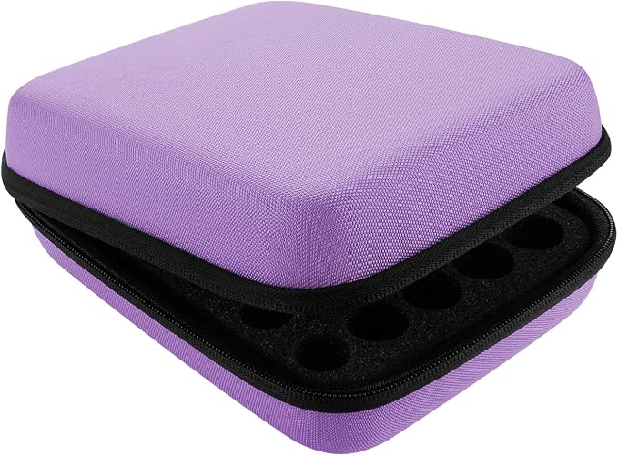 LUEXBOX Essential Oil Storage Case/Essential Oil Carrying Case/Essential Oil Case [Multiple Sizes] + Jade Roller for Face & Oil Opener & Stickers & Funnel & Transfer Pipette (Purple)