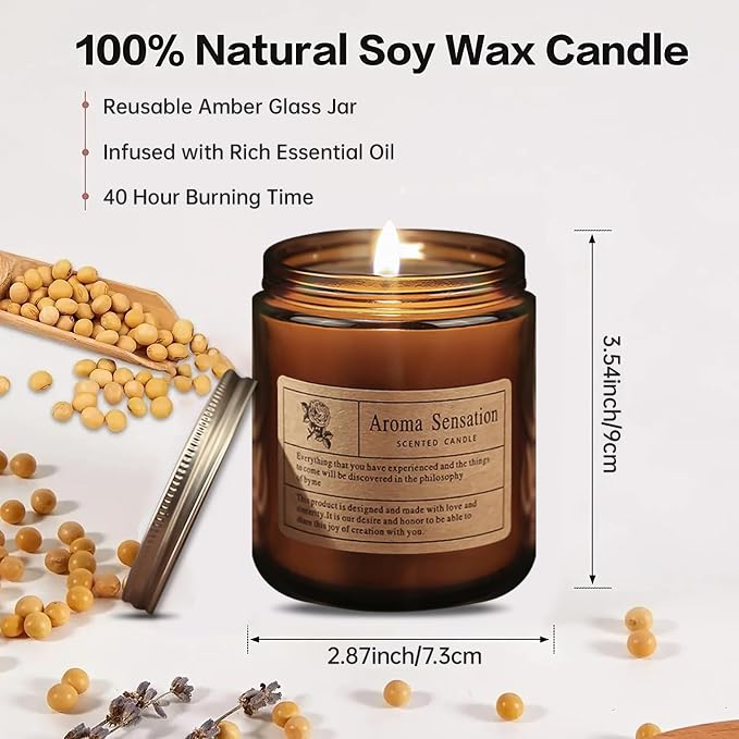 Aromatherapy Candles,Scented Candles, 7OZ Lavender Eucalyptus Candles Stress Relief and Relax for Home,Jar Candles Gift for Women Birthday Mother's Thanksgiving Day Present