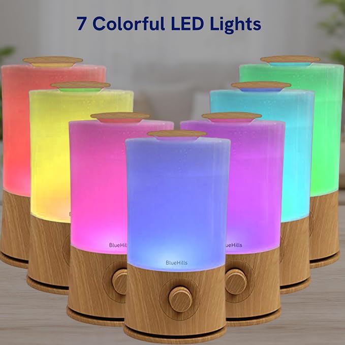 BlueHills Premium 2000 ML XL Large Essential Oil Diffuser Aromatherapy Humidifier for Large Room Home 40 Hour Run Huge Coverage Area 2 Liter Extra Large Capacity Huge Diffuser Wood Grain E005