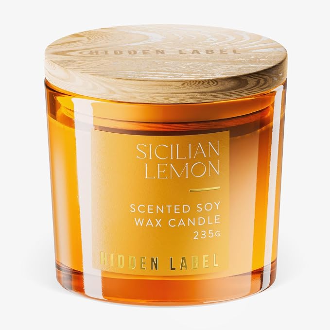 Sicilian Lemon Scented Candle, 8.3oz Natural Soy Wax, Non Toxic Candles for Home Scented, 70 Hours Long Lasting Clean Burn, Aromatherapy Candle for Home Decor Stress Relief & Relaxation
