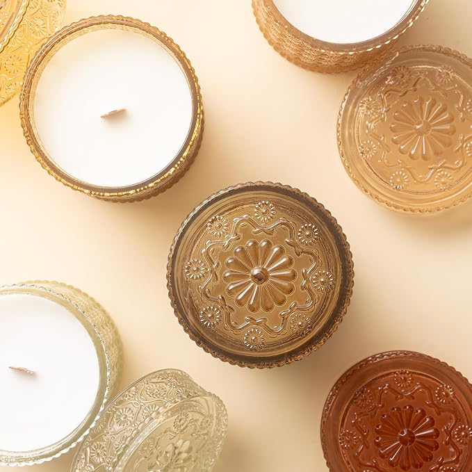LA JOLIE MUSE Sahara Amber Scented Candles for Home, 19 oz Natural Soy Wax | Large Jar Luxury Candle, Clean Non Toxic, Gifts for Women & Men, Decorative Candles, Wood Wick, Bergamot, Musk & Patchouli