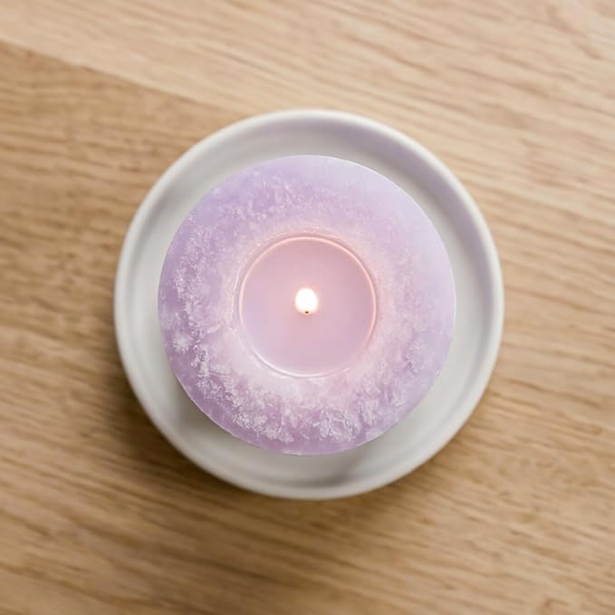 Aroma Naturals Lavender Essential Oil Blue Scented Pillar Candle, Tranquility, 3 inch x 3.5 inch
