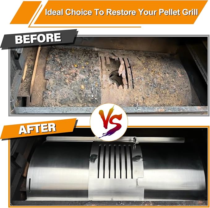 Flame Broiler Kit for Pit Boss PB1600, PB1150, PB1100, PB1000 Series and Pro Series 1100 (PB1100PS1) Wood Pellet Grills, Replacement Parts Includes Main Plate and Slider for Pit Boss Smoker Grill