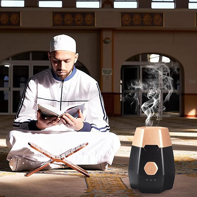 Portable Mini Incense Burner Bakhoor USB Rechargeable Aroma Diffuser Arabic Electric Incense Holder Muslim Home Decor & Car Air Freshener,Black