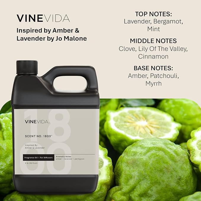 VINEVIDA [32 Oz] Inspired by: Amber & Lavender; Diffuser Oil Refill | Premium Scent Diffuser Oil for Home | Non-Toxic Fragrance