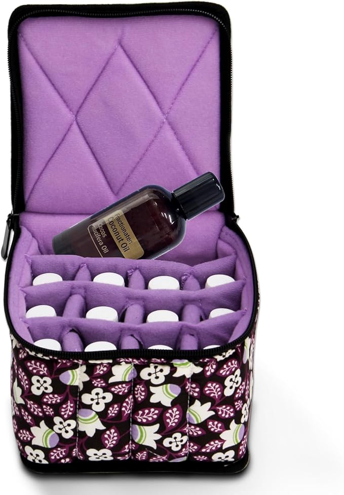 Weljoy Essential Oil Case 13 Bottle Organizer for 30ml 50ml 100ml 115ml 8oz, Travel Bag with Adjustable Dividers Foam Padded for Aromatherapy Roller Dropper Bottles (Bellwort, 5.9x5.9x5 in)
