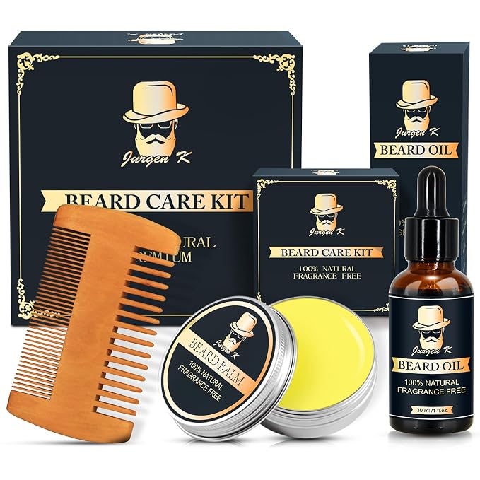 Beard Kit w/Beard Oil, Beard Balm, Beard Comb, Men's Daily Grooming & Care, Moisturize & Soften Facial Hair, Christmas & Birthday Gifts for Men Husband Boyfriend Dad, Stocking Stuffers for Adult Men