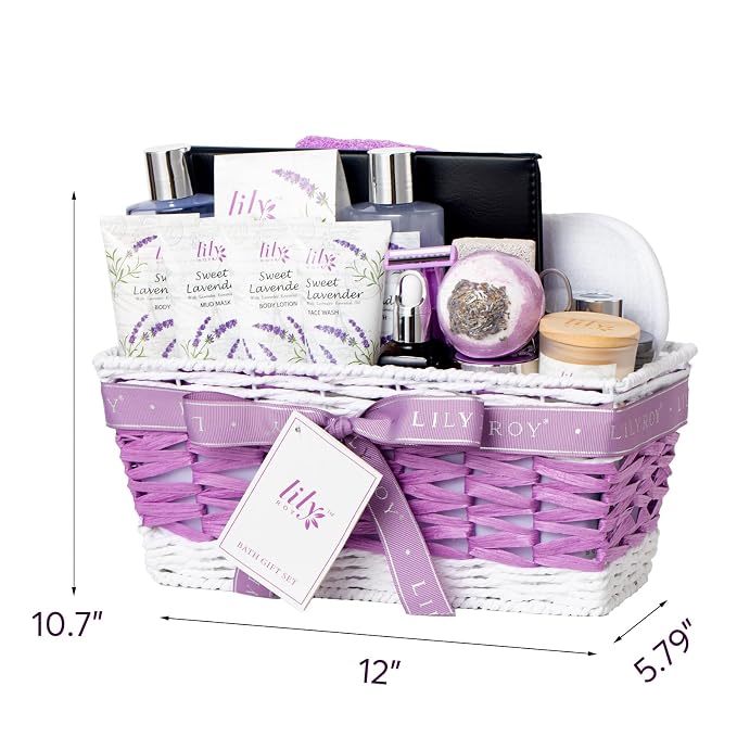 Lavender Spa Skin Care Gift Set - Perfect Pampering Gift Basket for Women