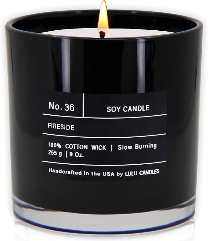 Lulu Candles | Fireside | Smells Like a Bonfire | Luxury Scented Soy Jar Candle | Hand Poured in The USA | Highly Scented Long Lasting (9 Oz.)
