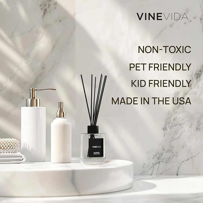 VINEVIDA Prime Reed Diffuser for Home & Bathroom | Long-Lasting Scent Sticks Set | Oil Stick Diffuser | Bathroom Scent - Room Fragrance No. 3100 - Inspired by: Tobacco and Vanilla