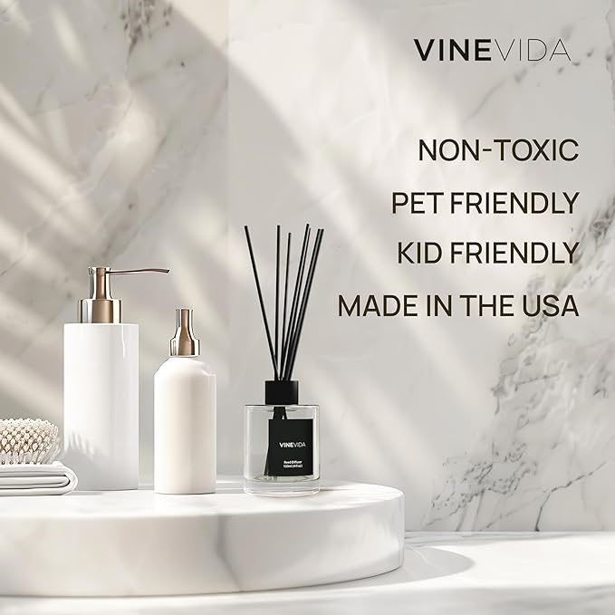 VINEVIDA Reed Diffuser for Home & Bathroom | Long-Lasting Scent Sticks Set | Oil Stick Diffuser | Bathroom Scent - Room Fragrance No. 1304 - Inspired by: Santal