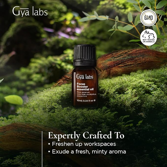 Gya Labs Focus Booster Essential Oils Blends - 0.34 Fl Oz - for Diffuser, Home, Humidifier, Aromatherapy and DIY Candle Making Scents