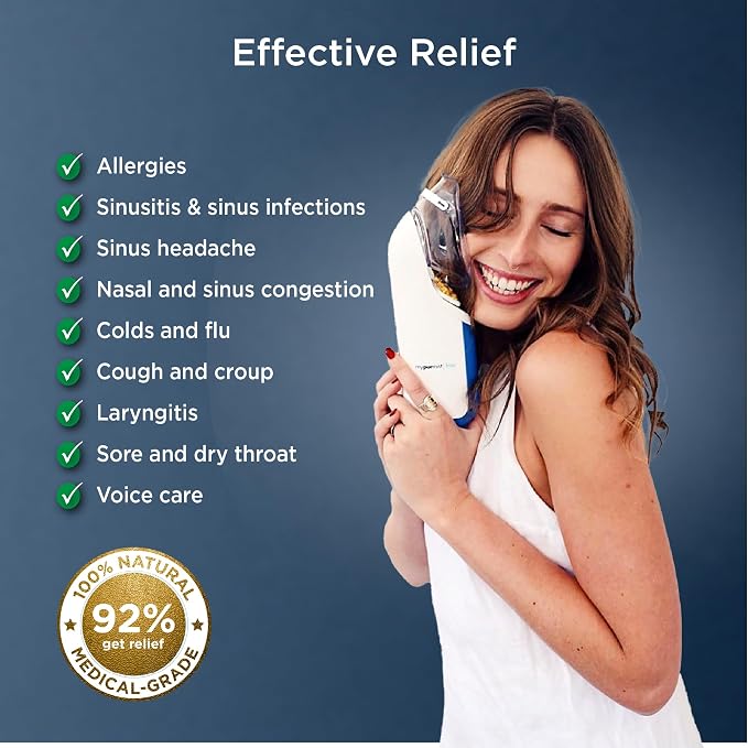 Mypurmist Free Ultrapure Cordless Steam Inhaler - Handheld Personal & Battery-Powered Steamer, Vaporizer & Humidifier for Sinus Relief, Nasal Congestion, Cold & Cough, Vocal Care