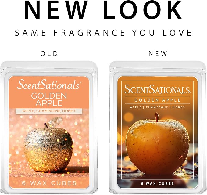 ScentSationals Golden Apple Scented Wax Melts - Apples, Champagne, & Honey, 10oz (24 Cubes)