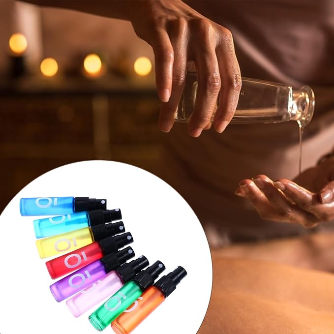 8pcs 10ml Glass Roller Bottles with Caps Mini Essential Oil Perfume Bottle Kit Refillable Portable for Aromatherapy and