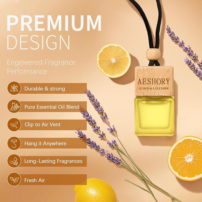 Aeshory Car Air Freshener Hanging - 3-Pack,Citrus Collection Car fresheners long lasting, Car Air Freshener for Women and Men, Premium Car Aromatherapy Essential Oil Diffuser Gift Set