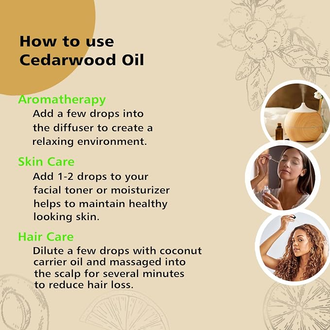 GM Gumili Cedarwood Essential Oil 1 Oz, 100% Pure Natural Cedarwood Oil, Aromatherapy Essential Oils for Diffuser, Skin, Hair, Candle, DIY Body Care