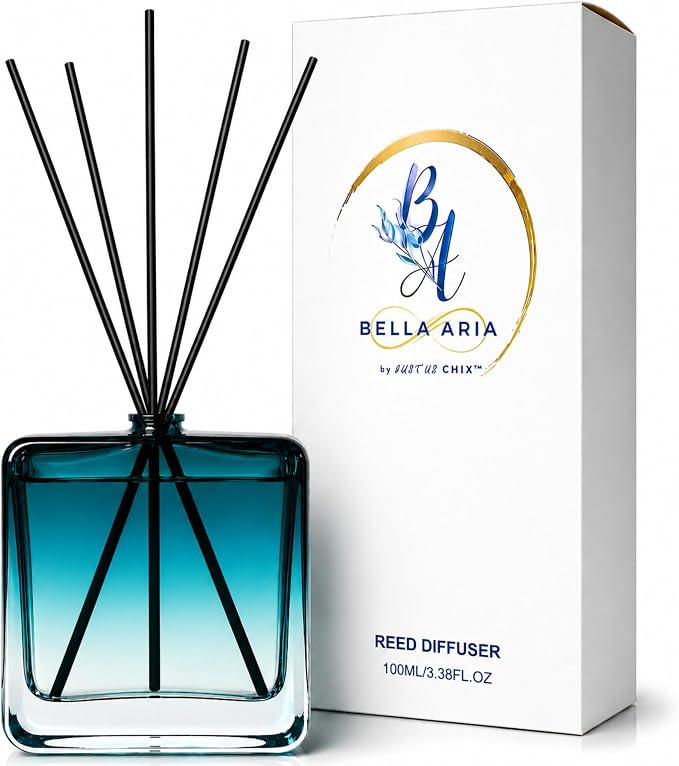 Reed Diffuser Set for Home Fragrance – 100ml Summer Sea Breeze Aromatherapy Diffuser with Reed Sticks, Long Lasting Flameless Fragrance for Bedroom, Bathroom & Living Room, Decorative Glass Bottle