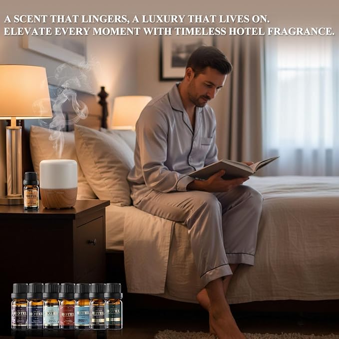 Hotel Diffuser Oil Gift Set - Inspired by 5-Star Hotel Fragrance Oil Set - My Way, White Tea,Baccarat,Four Seasons,Dubai,Beachfront Villa,Paris Coast