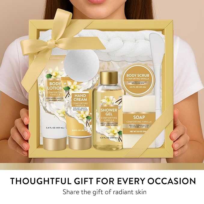 Spa Luxetique Gifts for Women 8pcs Vanilla Bath and Body Works Gift Set for Women Self Care Spa Gift for Womens Birthday Gift for Womens Grandma Mom Sister Friend