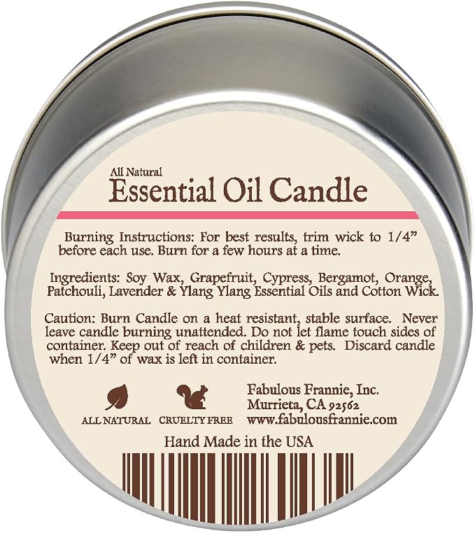Fabulous Frannie All Natural Aromatherapy Soy Candle Travel tin Made with Pure Essential Oils 100 Hours Burn time 6oz (Thankful)